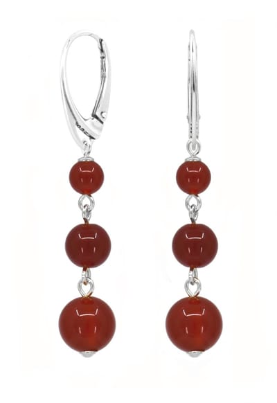 ARLIZI 2449 Oorbellen rood carneool hanger - sterling zilver - 5,5 cm