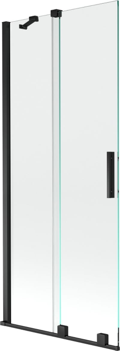Mexen Velar badwand scherm 2-delig schuifbaar 80 x 150 , transparant, zwart - 896-080-000-01-70