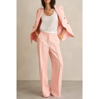 Reiss Wide Leg Suit Trouser Pink Size: 4R | Formal pants Outlet | Dames | Roze