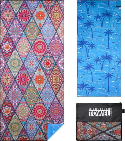 Famanu – Microvezel strandhanddoeken - extra groot - zandvrij - voor volwassenen - compacte dunne reishanddoek - voor vrouwen - mannen - lichtgewicht - zwemmen - zwembad - yogahanddoek met tas - 180 x 80 cm