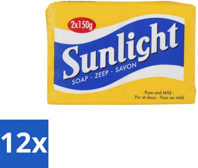 12 x Sunlight – Huishoudzeep – Klassiek – 150 g - Zeep - Reinigen - Was - Schoonmaken - Huid