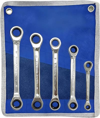 Dubbele ratel sleutelset - Metrische sleutels - Auto reparatie - 72-tanden ratel - 8-19 mm - Zilver