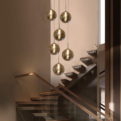 NETTLIFE Hanglamp - G9 - 6-Lichts - Rookglas - in hoogte verstelbare - eettafel hanglamp - moderne kroonluchter - woonkamer - hal