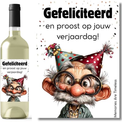 Wijnetiket Verjaardag – Gefeliciteerd en Proost op Jouw Verjaardag – Grappig Cadeau - Kado voor man
