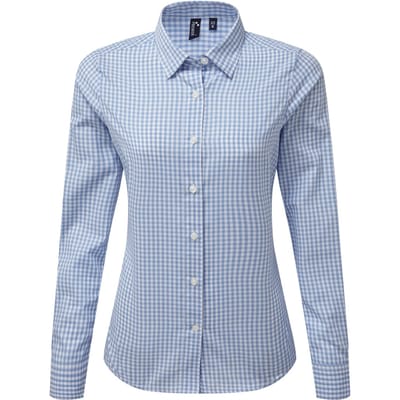 Premier Dames/dames Maxton Check Shirt met lange mouwen (Lichtblauw/Wit)