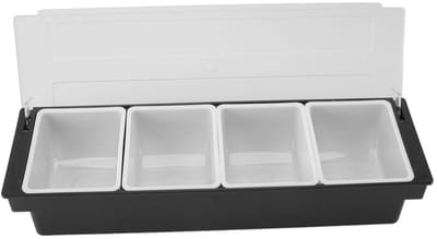 Dailygoods- Specerijenserver Transparant Deksel - Specerij Caddy - Voedselcontainer - 4 Vakken - Kunststof - Veelzijdige Opslag