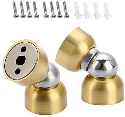 Set van 2 Mini Roestvrijstalen Deurhouders met Magnetische Wandmontage - Goud