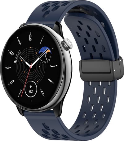 Siliconen bandje - geschikt voor Garmin Venu / Venu 2 Plus / Venu SQ / SQ 2 / Vivomove / Vivomove 3 / Style / Vivoactive 3 / Vivoactive 5 / Forerunner 55 / 245 / 645 - donkerblauw