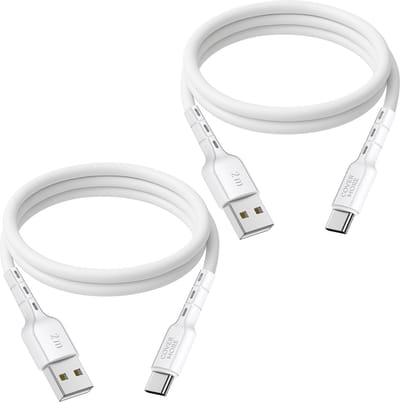 Usb C naar usb A kabel - Oplaadkabel - Laadkabel - Voor opladen smartphone, ereader, tablet, speaker, koptelefoon, powerbank met usb C stekker - 2 meter - 2 stuks - Wit