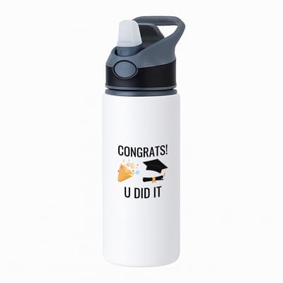 Hacebo® - congrats you did it waterfles met rietje zwart - Geslaagd - studenten - cadeau - geslaagd - student - gefeliciteerd - water fles - 650ML