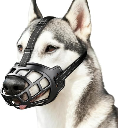 Honden Muilkorf - Zachte Muser - Veiligheid Hond - Verstelbare Riem - Maat 5 - Zwart