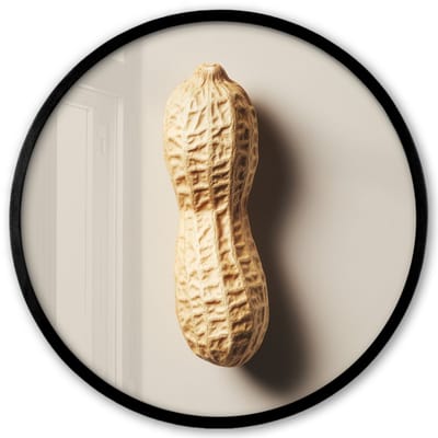 Poster in lijst Rond - Fotolijst 40x40 cm - Posters - Pinda - Ruw - Beige - Ronde posterlijst zwart - Decoratie - Wanddecoratie woonkamer - Muurdecoratie slaapkamer