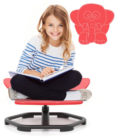 COSTWAY Sensorische draaistoel voor kinderen, 360° kinderdraaistoel, carrousel, autisme, kinderstoel met antislip metalen basis, carrouselstoel voor binnen voor peuters vanaf 3 jaar, rood, olifant
