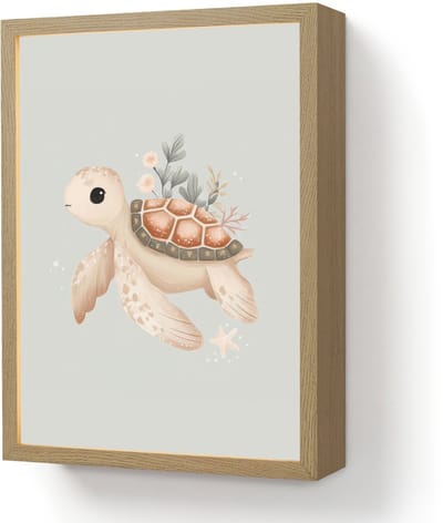 Wandlamp 30x40 cm - Oplaadbaar - Zeeschildpad - Onderwaterwereld - Pastel - Wandlampen binnen woonkamer - Slaapkamer lamp - Decoratieve nachtlamp - Vloerlamp draadloos