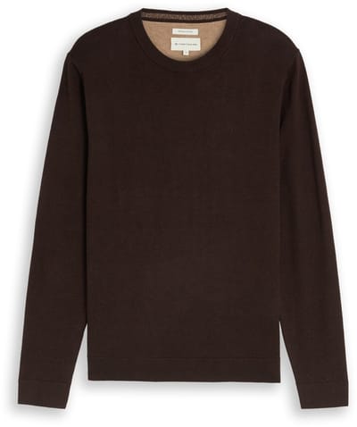 Tom Tailor - Basic gebreide trui van katoen - Maat XXL - dark chocolate brown melange