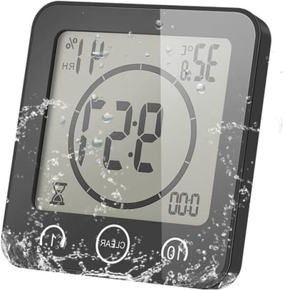 Digitale Badkamer Klok met LCD Scherm, Waterproof, Touch Control, Temperatuur en Vochtigheid, Countdown Timer, Driedelige Montageopties en Batterijvoeding