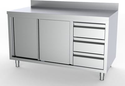 700 WERKTAFEL SCHUIFDEUREN LADEN RECHTS MET RAND 1800 | 7333.0276 | COMBISTEEL