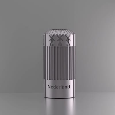 3d-gezellig Napels met molen + tekst Nederland - Vaas - Zilver - Maat 25 cm - 100% gerecycled PLA (bioplastic)