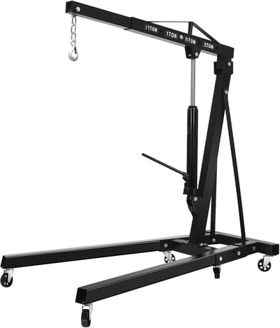 Inklapbare Werkplaatskraan - Draagbare Motorkraan - Zware Onderdelen Hefen - Robuuste Staalconstructie - Tot 2 Ton - Zwart