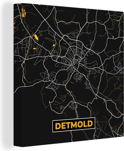 Canvas Schilderij Detmold – Stadskaart – Gold – Plattegrond – Stadskaart – Kaart - Duitsland - 20x20 cm - Wanddecoratie