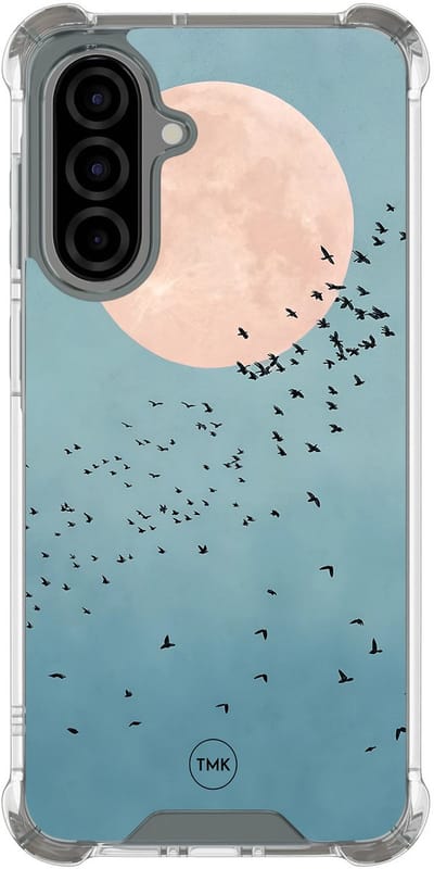 Shockproof hoesje geschikt voor Samsung Galaxy A56 - Moon birds - Schokbestendig - Verhoogde randen - TPU case - Extra Sterke Back Cover - Print - Transparant, Blauw