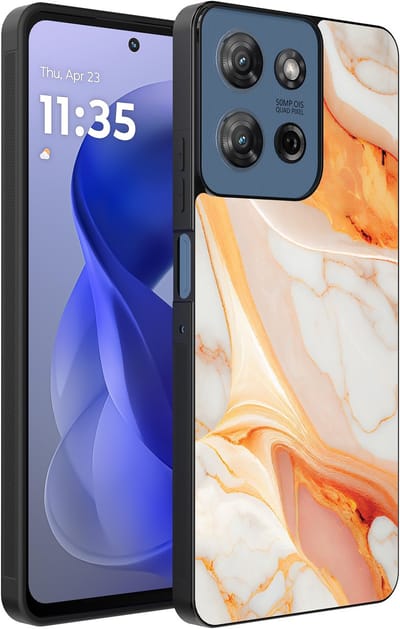 Smartphonica Telefoonhoesje Geschikt voor Motorola Moto G Power 2025 / G Play 2025 met marmer opdruk - TPU backcover case marble design - Oranje geschikt voor Motorola Moto G Play 2025;Motorola Moto G Power 2025