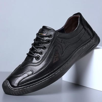 Lente Nieuwe Business Casual Schoenen Heren Leren Schoenen Zacht Leer Zachte Zool Papa Dagelijkse Loafers Enkele Schoenen 44