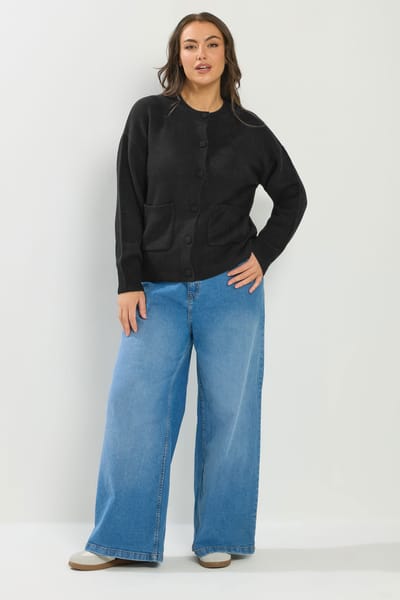 Yours Zwarte Bomber Cardigan Size 46-48