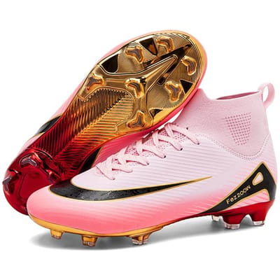 Professionele Voetbalschoenen TF Gebroken Nagel Tieners Duurzaam Uitziende Hoge Sneakers Trainingsschoenen Volwassenen Buiten Anti-slip Voetbalschoenen 33 roze