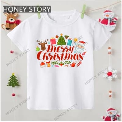 T-shirt Joyeux Noël Noël Motif Bonhomme de Neige de Noël T-shirt à Manches Courtes pour Enfants Garçons et Filles 160 white