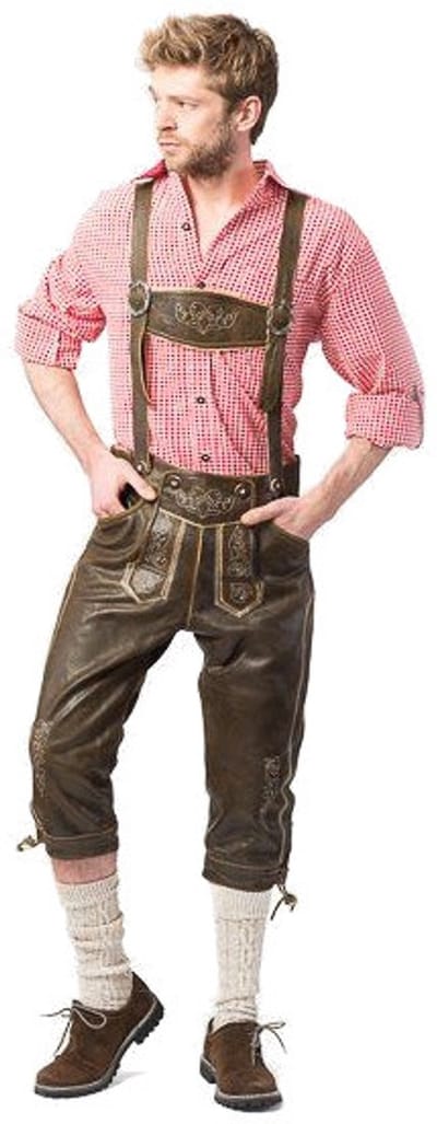 Tannhauser Lederhosen Retro Lang 100% Echt Leder Oktoberfest Heren Lederhosen Man -Leer- Maat 60