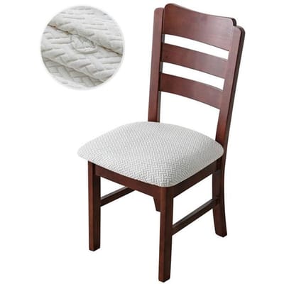 1/2/4/6 housse de siège de chaise de salle à manger étanche Jacquard amovible coussin de siège de chaise housse de salle à manger chaise de cuisine décor à la maison 1 Piece blanc