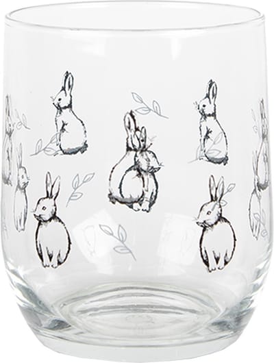 Clayre & Eef Waterglas 300 ml Transparant Glas Konijnen