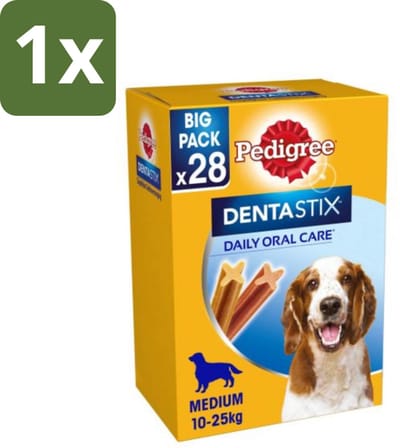 1 x Pedigree - Dentastix - Medium - Multipack - 28 Stix - 720 Gram - Hondensnacks - Tanden Reinigen - Tandplak Verminderen - Gezonde Mondhygiëne - Hondentandplak
