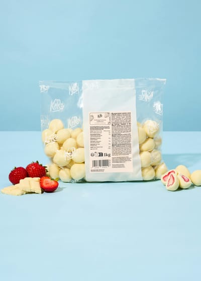 Gevriesdroogde aardbeien met witte chocolade 1 kg