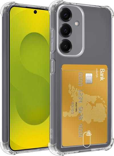 Hoesje - Geschikt voor Samsung Galaxy S25 FE - Met Pashouder en Kaarthouder - Telefoon Hoes Shockproof - Siliconen Case - Back Cover - Shock Proof - Pasjes Houder - Telefoonhoesjes - Transparant