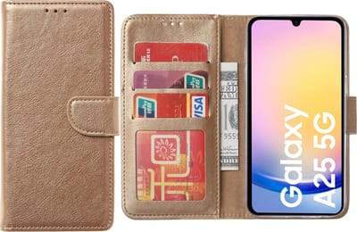 Hoesje geschikt voor Samsung Galaxy A25 5G hoesje - Arara bookcase- Goud