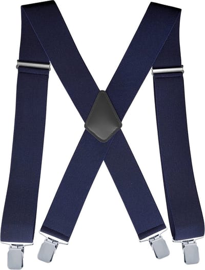 Fako Fashion - Brede Heren Bretels - Volwassenen - 50mm Breed - 4 Clips - 28mm Brede Clips - XL - 120cm - Navy Blauw