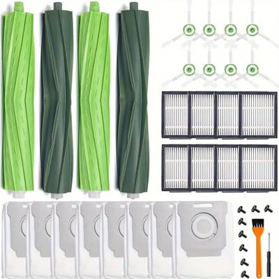 Dutchers® - 28-delige Stofzuiger Irobot Accessoireset - Onderhoudsset - XXXL- Roomba onderdelen - Geschikt voor iRobot i3 i3+ i7 i7+ i4 i6 i6+ i8 i8+ E5 E6 E7 (niet J7+) - Reserve Onderdelen - Stofzuigerzakken - Hepa filters - Zijborstels
