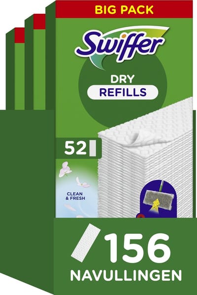 Swiffer Vloerwisdoekjes - Vloerreiniger Droge Doekjes - 3 x 52 = 156 Navullingen