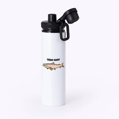 Hacebo® - vis met eigen naam waterfles met draaidop zwart - Vis - vissen liefhebbers - iemand die houdt van vissen - verjaardag - cadeau - kado - water fles - 850ML