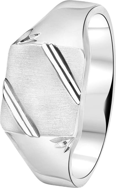 Lucardi Heren Zegelring mat/glans - Ring - Vaderdag Cadeautje - Echt Zilver - Zilverkleurig