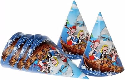 Feesthoedjes piratenfeestje 6x stuks - Kinder verjaardag thema feestartikelen