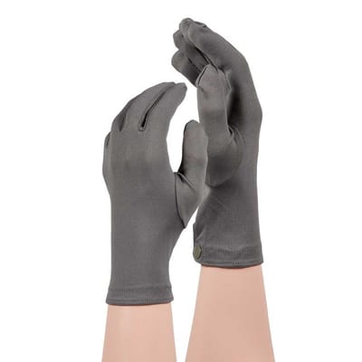 Apollo - Handschoenen met buttons - Luxe handschoenen - Grijs - Maat L - Handschoenen Grijs - Stoffen handschoenen - Gala handschoenen - Carnaval