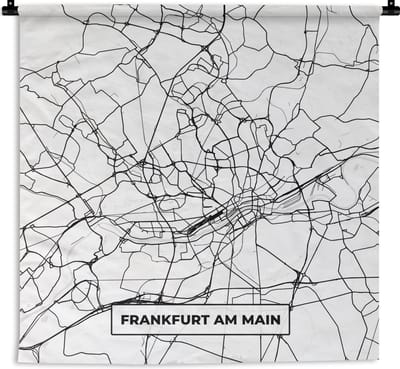 Wandkleed - Wanddoek - Plattegrond - Frankfurt am Main - Kaart - Stadskaart - 180x180 cm - Wandtapijt
