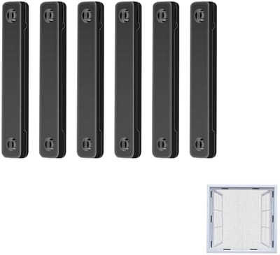 6 stuks - Magnetische schermclips - Zelfklevende magneetstrips - Raambeslag - Zelfklevende magnetische set - Schermclips van 3,03 x 0,51 x 0,31 inch - Geschikt voor kinderkamers, appartementen, woonkamers en terrasschermen (zwart)