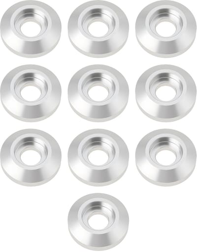 Dailygoods- Wasmachines Conisch - 10 Stuks - Geanodiseerd Zilver Aluminium - M8 Geschikt - Lichtgewicht en Roestbestendig - 39° Taps Toelopende Snit - Onderleggers