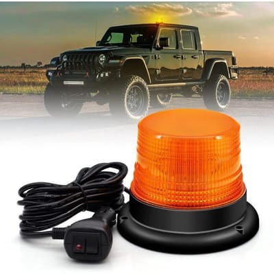 60 LED-stroboscooplampen, 12V/24V LED-waarschuwingsknipperlicht, amberkleurig, met magnetische voet, geschikt voor voertuigen, vrachtwagens, tractoren, golfkarretjes, UTV's en auto's.