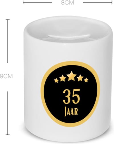 Akyol - 35 jaar Spaarpot - Hoera 35 jaar - iemand die 35 jaar is geworden of 35 jaar lang een relatie hebben of getrouwd zijn - verjaardagscadeau - verjaardag - cadeau - kado - geschenk - gift - relatie - trouwdag - jubileum - 350 ML inhoud