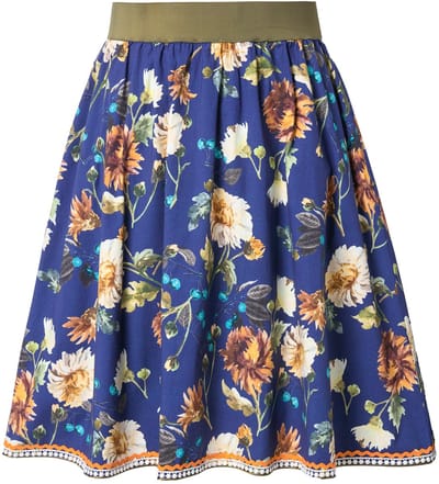 Ulla Popken - Dames - Traditionele rok A-lijn elastische tailleband sierbandjes - Marine - Maat 50